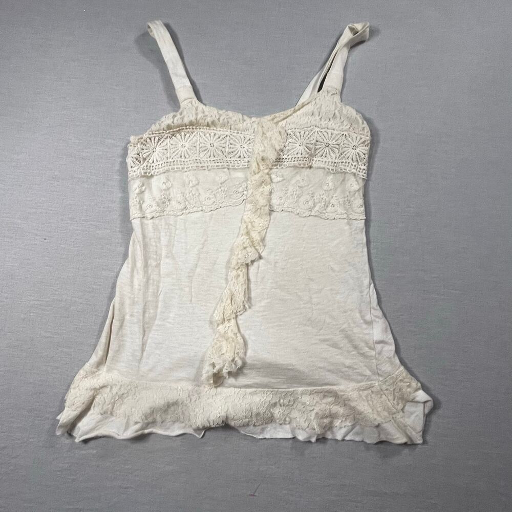 Maurices Women Medium Cream Lace Ruffle Cami Tank Boho Fairycore Romantic Top